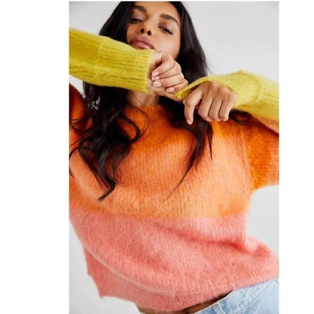 New Free People Autumn Sky Pullover Autumn Sky Combo Sweater NWT Size Small - Picture 7 of 13
